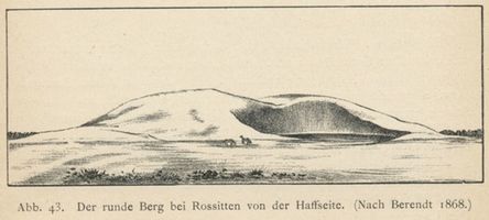 Rossitten Kr. Samland, Kreis Samland Rossitten Kr. Samland, Der runde Berg von der Haffseite, Zeichnung Kurische Nehrung, Dünen