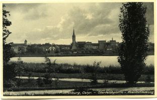 Rastenburg, Stadt, Kreis Rastenburg Rastenburg, Ortsansicht am Oberteich - Abendstimmung Растенбург, вид местности у Верхнего пруда — вечернее настроение