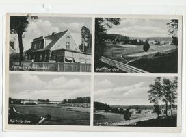 Tharden, Kreis Osterode Tharden, Pension Winklowski, Ortsansicht, Bärtingsee, Landschaftsaufnahme 