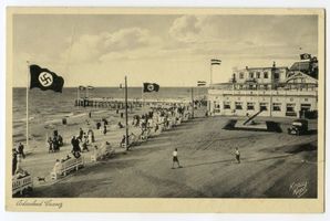Cranz Kr. Samland, Ort, Kreis Samland Cranz Kr. Samland, Strandpromenade mit Cafe und Seesteg Cranz, Seesteg