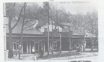 Metgethen, Ort und Bahnstation, Stadtkreis Königsberg Metgethen, Gasthaus  Vierbrüderkrug  I Metgethen, Vierbrüdersäule und Vierbrüderkrug