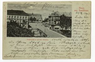 Gumbinnen, Stadt, Kreis Gumbinnen Bismarckstraße (fr. Tilsiter Straße) Gumbinnen, Regierung und große Brücke Гумбиннен, правительство и Большой мост