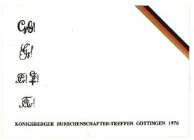 Königsberg (Pr.), Stadtkreis Königsberg Königsberg (Pr.), Karte des Königsberger Burschenschafter-Treffens in Göttingen Кёнигсберг (Пр.), открытка встречи кёнигсбергских членов братств в Гёттингене