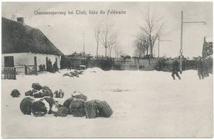 Tilsit, Stadt, Stadtkreis Tilsit Tilsit, Erster Weltkrieg II, Chausseesperrung u Feldwache, wo?? Тильзит, Первая мировая война, II, заграждение на шоссе и полевой караул, где??