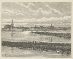 Tilsit, Stadt, Stadtkreis Tilsit  Tilsit, Blick auf die Stadt vom nördlichen Memelufer XIV (Holzstich) Tilsit, Blick auf die Stadt vom nördlichen Memelufer