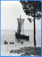 Pillkoppen, Kreis Samland Pillkoppen, Kurenkahn am Strand Пилькоппен, куршская лодка на пляже