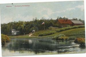 Wehlau, Kreis Wehlau Wehlau, Stadtpark, Pregel mit Glumsberg und Bootshaus I 