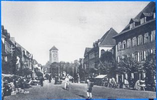 Ortelsburg, Stadt, Kreis Ortelsburg Ortelsburg, Marktleben vor dem Rathaus 