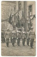 Rastenburg, Stadt, Kreis Rastenburg Hindenburgstraße Rastenburg, Hindenburg-Kaserne, Fahnenkompanie vor Abmarsch zur Denkmaleinweihung Rastenburg, Kasernen, Militärisches