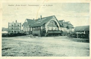 Tiedmannsdorf, Ort und Bahnstation, Kreis Braunsberg Tiedmannsdorf, Ort und Bahnstation, Gasthof  Roter Hirsch  I 