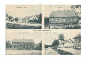 Langwalde, Kreis Braunsberg Langwalde, Schule, Post, Gasthaus, Geschäftshaus 