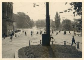 Allenstein, Stadtkreis Allenstein Allenstein, Blick vom Rathausplatz auf Straßenkreuzung 