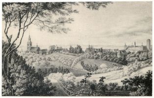 Heilsberg Kr. Heilsberg, Stadt, Kreis Heilsberg Heilsberg Kr. Heilsberg, Blick auf die Stadt, Lithographie 