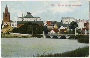 Lyck, Stadt, Kreis Lyck Lyck, Blick auf die neue Schloßbrücke 