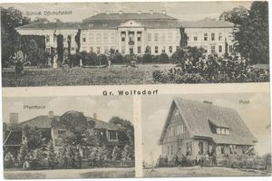 Groß Wolfsdorf, Kreis Rastenburg Groß Wolfsdorf, Schloß Dönhofstädt, Pfarrhaus, Post Гросс-Вольфсдорф, замок Дёнхофштедт, дом священника, почта