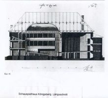 Königsberg (Pr.), Stadtkreis Königsberg Königsberg (Pr.), Schauspielhaus, Längsschnitt, Entwurf Königsberg, Komische Oper, Luisentheater, Neues Schauspielhaus