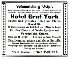 Johannisburg, Kreis Johannisburg Johannisburg, Werbung Hotel Graf Yorck Johannisburg (Kreis), nicht verortete Bildmotive