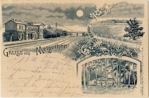Metgethen, Ort und Bahnstation, Stadtkreis Königsberg  1 Metgethen, Bahnhof und Umgebung von Metgethen Königsberg, Dörfer, Siedlungen und Außenbezirke im Stadtkreis