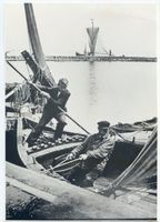 Nidden, Kreis Memel Nidden, Kurenfischer Nidden, Kurenkähne im Hafen und am Haffstrand