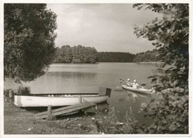  Masuren, Gusziensee bei Rudczanny mit Kanufahrer Masurische Seen