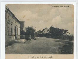 Kamstigall, Kreis Samland Kamstigall, Dorfstraße und Schule Камстигаль, Дорфштрассе и школа