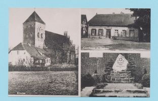 Friedenberg, Kreis Gerdauen Friedenberg, Kirche, Gasthaus A. Radke und Kriegerdenkmal 