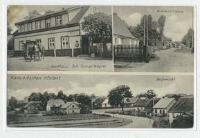 Haldenau (Ostpr.), Kreis Ebenrode Kallweitschen, Gasthaus George Weber, Grenzübergang, Ortsansicht 