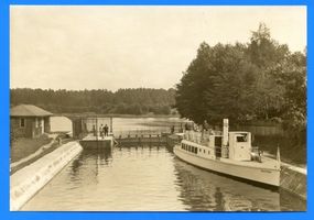 Guschienen, Kreis Sensburg Guszianka, Schleuse am Belduahn-See 