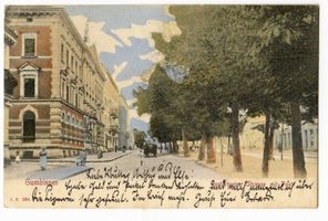 Gumbinnen, Stadt, Kreis Gumbinnen Friedrichstraße (fr. Insterburger Straße) Gumbinnen, Insterburger Straße mit Post II Гумбиннен, Инстербургерштрассе с почтой, II