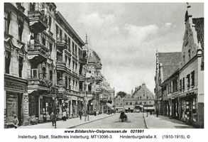 Insterburg, Stadt, Stadtkreis Insterburg Hindenburgstraße (fr. Goldaper Straße֨枆蟬뚶ße)  Insterburg, Hindenburgstraße bzw. Bahnhofstraße und Umgebung