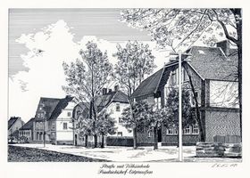 Friedrichshof Kr. Ortelsburg, Kreis Ortelsburg Friedrichshof Kr. Ortelsburg, Straße mit Volksschule Фридрихсхоф, р-н Ортельсбург, улица с народной школой