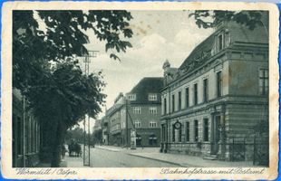 Wormditt, Kreis Braunsberg Wormditt, Bahnhofstraße mit Post II Вормдитт, Банхофштрассе с почтой, II
