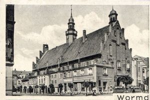 Wormditt, Kreis Braunsberg Wormditt, Rathaus mit Storchnest 