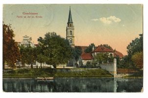 Gumbinnen, Stadt, Kreis Gumbinnen Kirchenplatz Gumbinnen, Partie an der ev. Kirche 