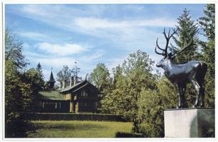 Jagdhaus Rominten, Kreis Goldap Jagdhaus Rominten, Jagdschloß mit Hirschstandbild 