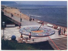 Rauschen Kr. Samland, Kreis Samland Rauschen Kr. Samland, Strand mit Sonnenuhr Rauschen, Strand