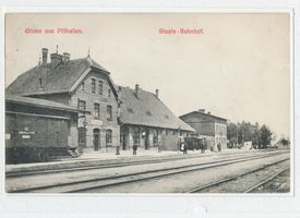 Schloßberg, Kreisstadt, Kreis Schloßberg Pillkallen Kr. Schlossberg, Bahnhof vor dem Russeneinfall Пиллкаллен, р-н Шлоссберг, вокзал до русского вторжения
