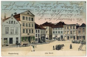 Rastenburg, Stadt, Kreis Rastenburg Rastenburg, Alter Markt mit Adler Apotheke IV Rastenburg, Altstadt