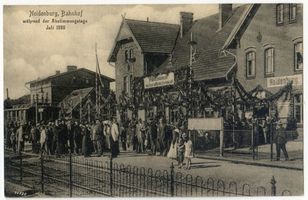 Neidenburg, Stadt, Kreis Neidenburg Neidenburg, Bahnhof während der Abstimmungslage Neidenburg, Großer und Kleiner Markt