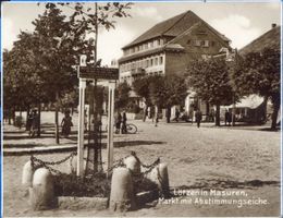 Lötzen, Stadt, Kreis Lötzen Markt Lötzen, Markt mit Abstimmungseiche 