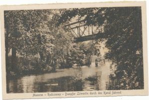 Niedersee, Kreis Sensburg Niedersee, Dampfer Löwentin durch den Kanal fahrend I 
