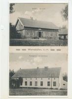 Krähenberge, Kreis Schloßberg Warnakallen, Gasthaus Joh. Link, Postagentur und Gutshaus 