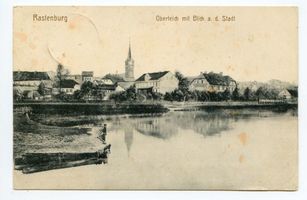 Rastenburg, Stadt, Kreis Rastenburg Rastenburg, Oberteich mit Blick auf die Stadt 