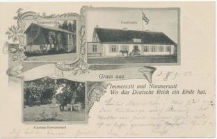 Nimmersatt, Kreis Memel Nimmersatt, Sommervilla, Gasthaus und Gartenrestaurant Ниммерсатт, летняя вилла, трактир и садовый ресторан