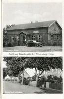 Buschwalde, Kreis Neidenburg Buschwalde, Gasthaus Lipka, Schule und Dorpartie 