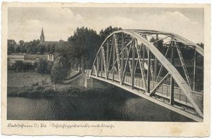 Haselberg (Ostpr.), Kreis Schloßberg Haselberg, Scheschuppebrücke mit Kirche 