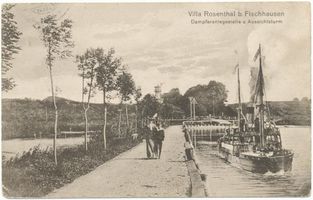 Rosenthal Kr. Samland, Gem. Fischhausen, Kreis Samland Rosenthal Kr. Samland, Gem. Fischhausen, Villa Rosenthal, Dampferanlegestelle und Aussichtsturm 