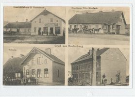 Rautenberg, Kreis Tilsit-Ragnit Rautenberg, Geschäftshaus S. Guttmann, Gasthaus Otto Naufeck, Schule Раутенберг, торговый дом С. Гуттмана, трактир Отто Науфека, школа