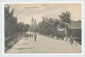 Pillau, Seestadt, Kreis Samland Pillau, Straße in Alt-Pillau mit Blick zur katholischen Kirche 