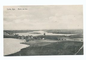 Lyck, Stadt, Kreis Lyck Lyck, Kleine Mühle, Borrek und Franzoseninsel im Sonnau-See (früher Sunowo-See) 